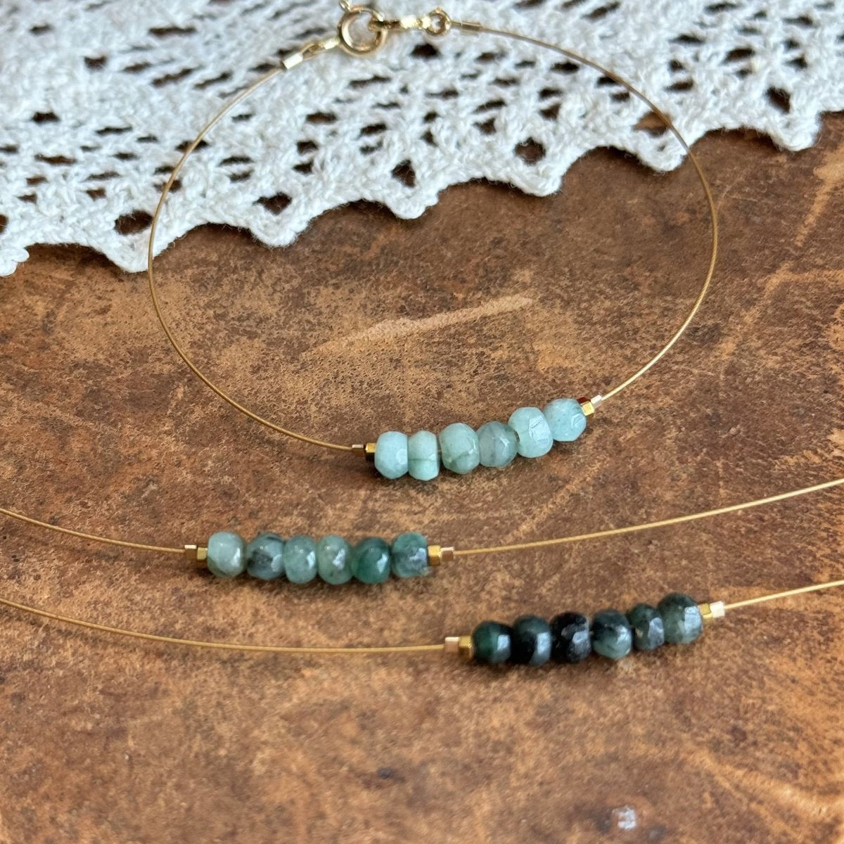 "Paso Robles" Emerald Gemstone Minimalist Bracelet