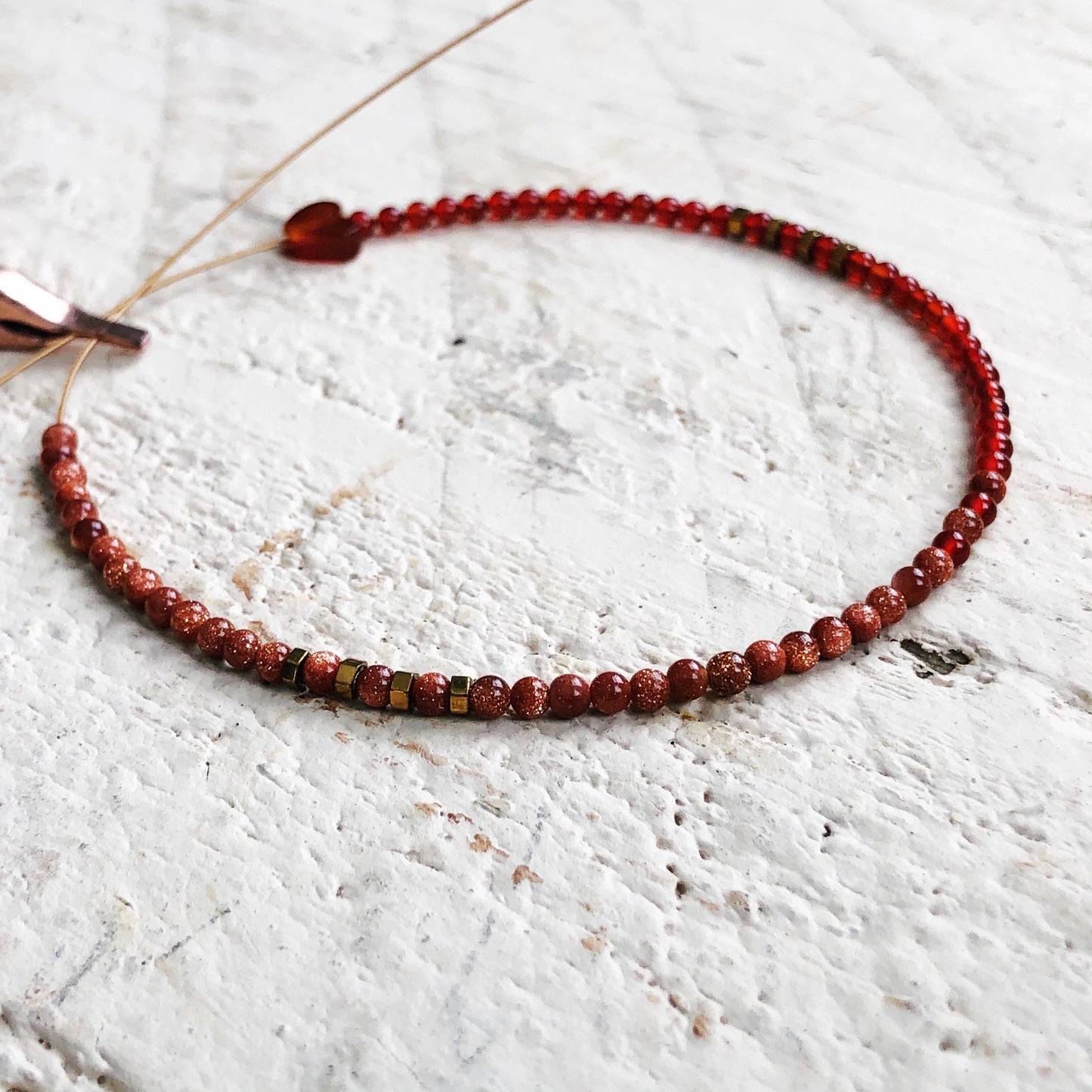 Carnelian and Goldstone Beaded Bracelet