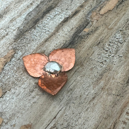 “Marion” Handmade Copper and Sterling Silver Floret Statement Ring with Custom Band