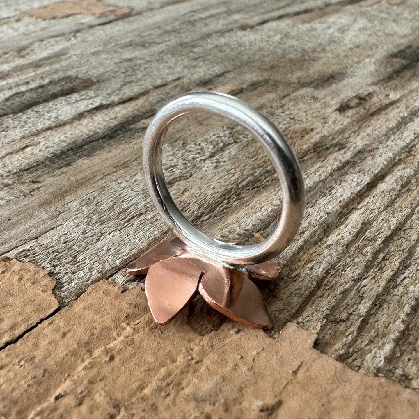 “Lilian” Handmade Sterling Silver and Copper Floret Statement Ring