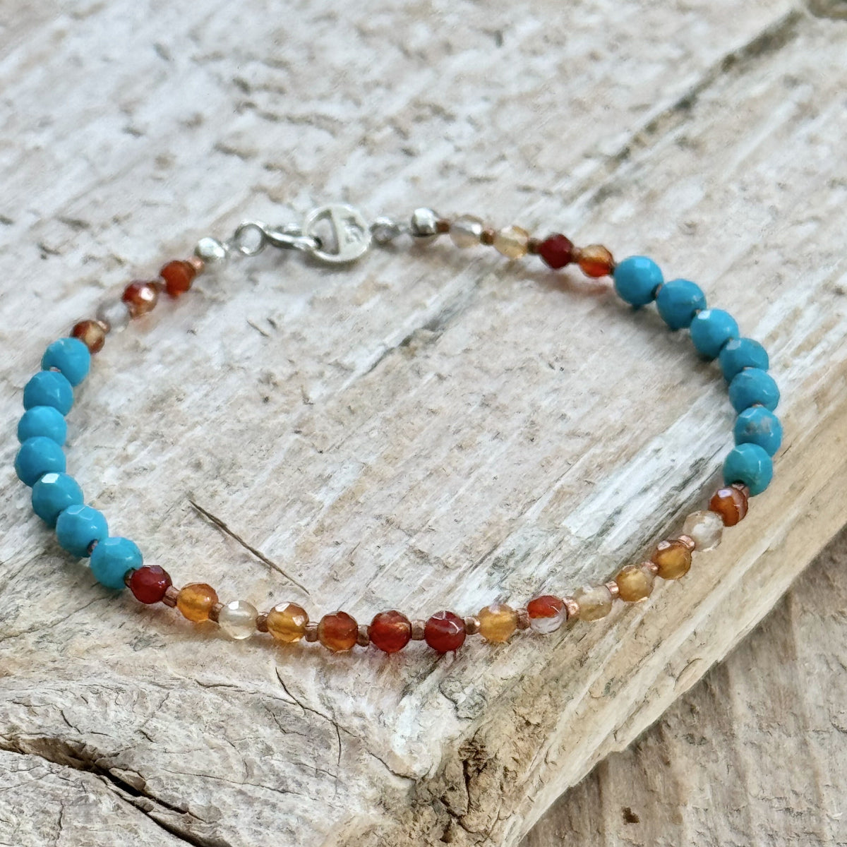KIngman Turquoise and Carnelian Gemstone Beaded Bracelet | Narrow-Gauge Designs