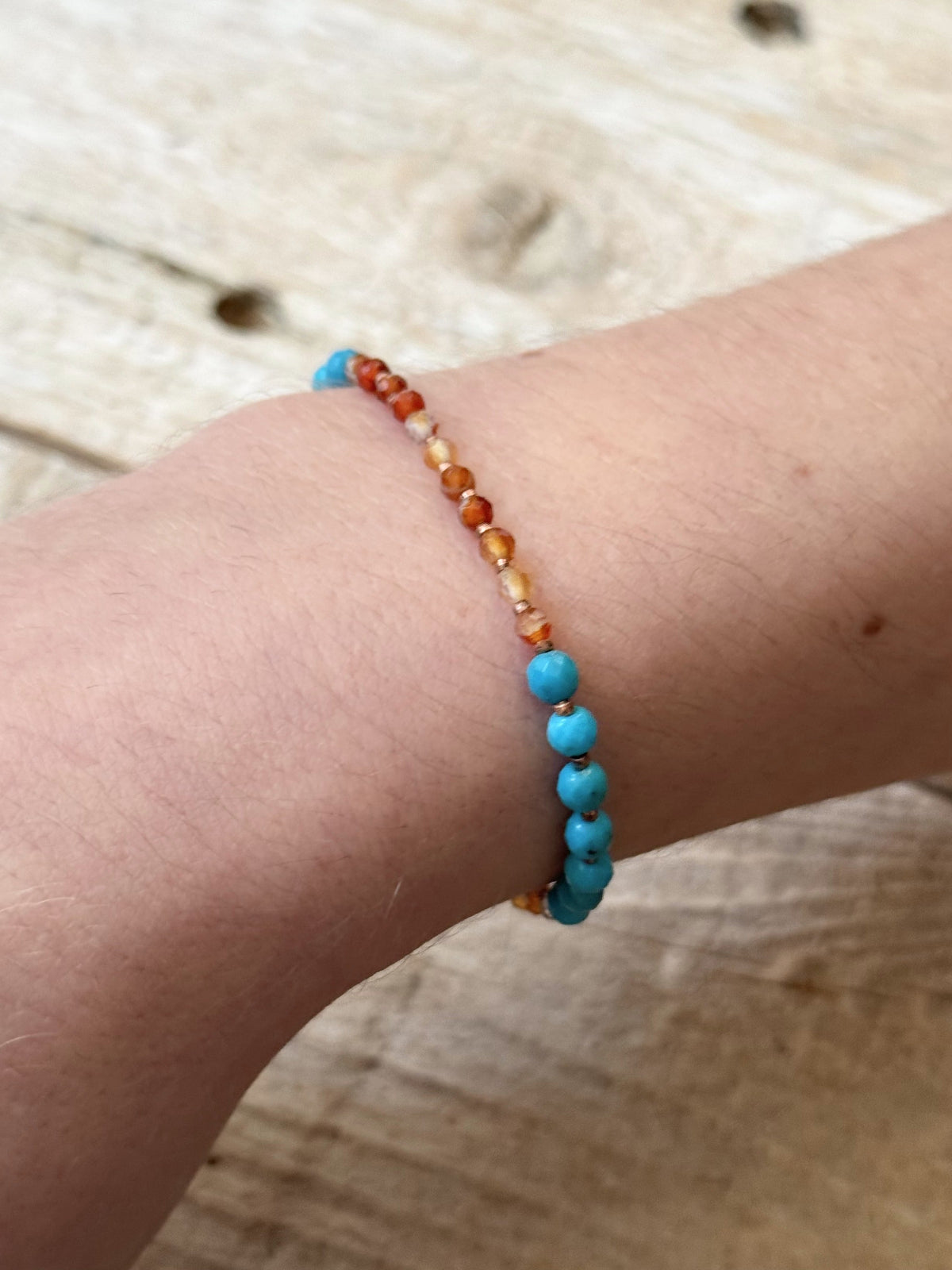 KIngman Turquoise and Carnelian Gemstone Beaded Bracelet | Narrow-Gauge Designs