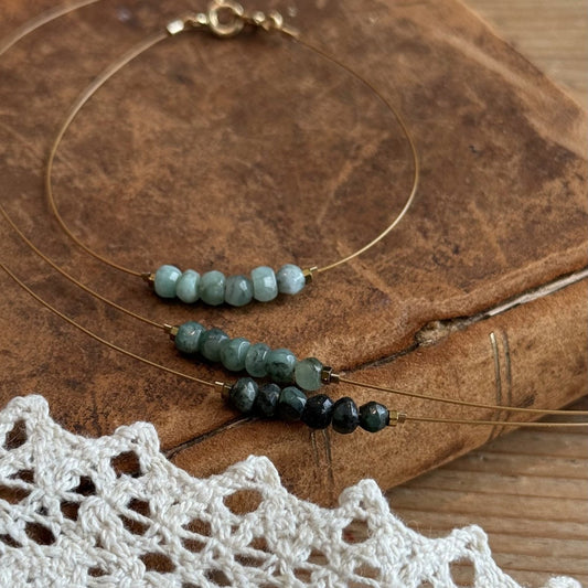 "Paso Robles" Emerald Gemstone Minimalist Bracelet
