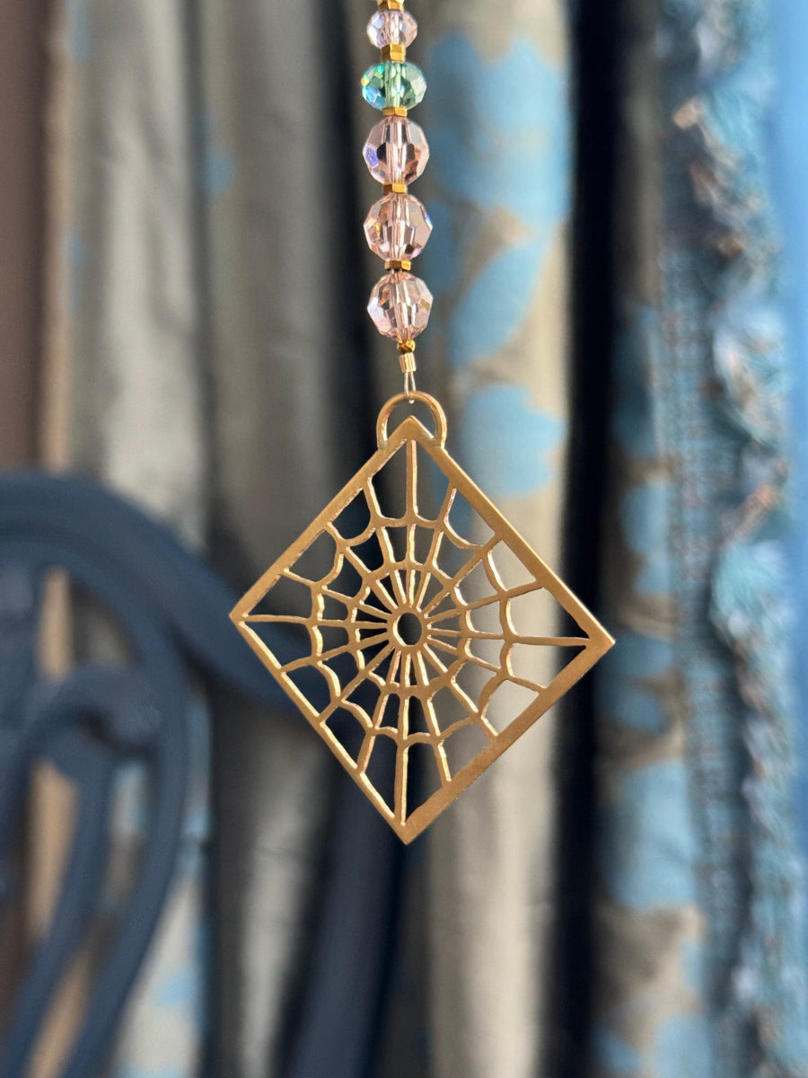 Handmade Victorian Brass Cobweb Suncatcher