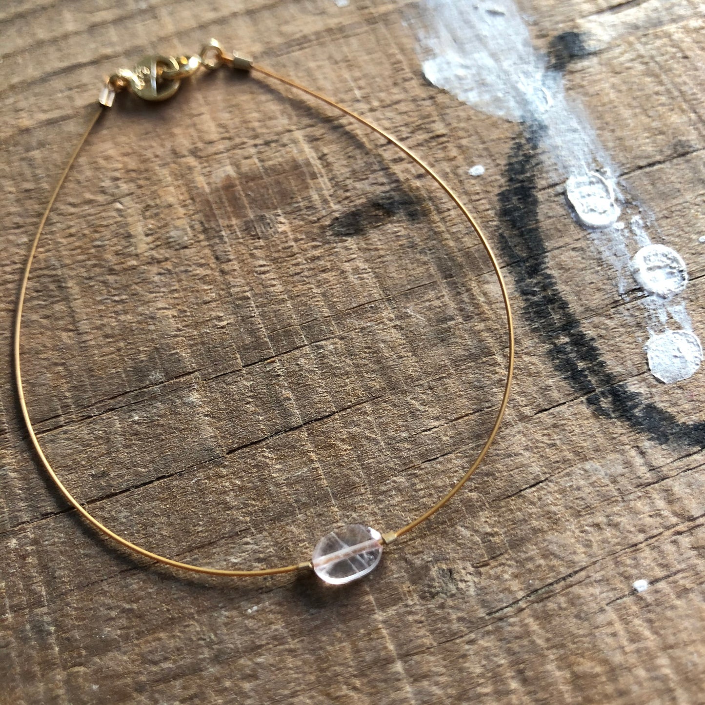 Rose Quartz, Beaded, Gemstone Minimalist Bracelet | Narrow-Gauge Designs