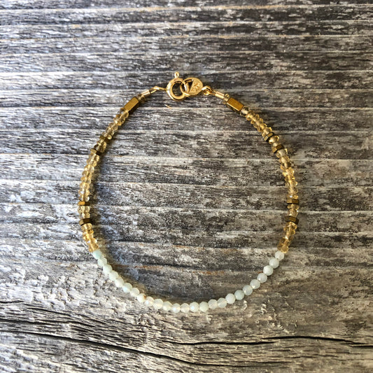 Citrine, Amazonite and Hematite Beaded Gemstone Minimalist Bracelet | Narrow-Gauge Designs