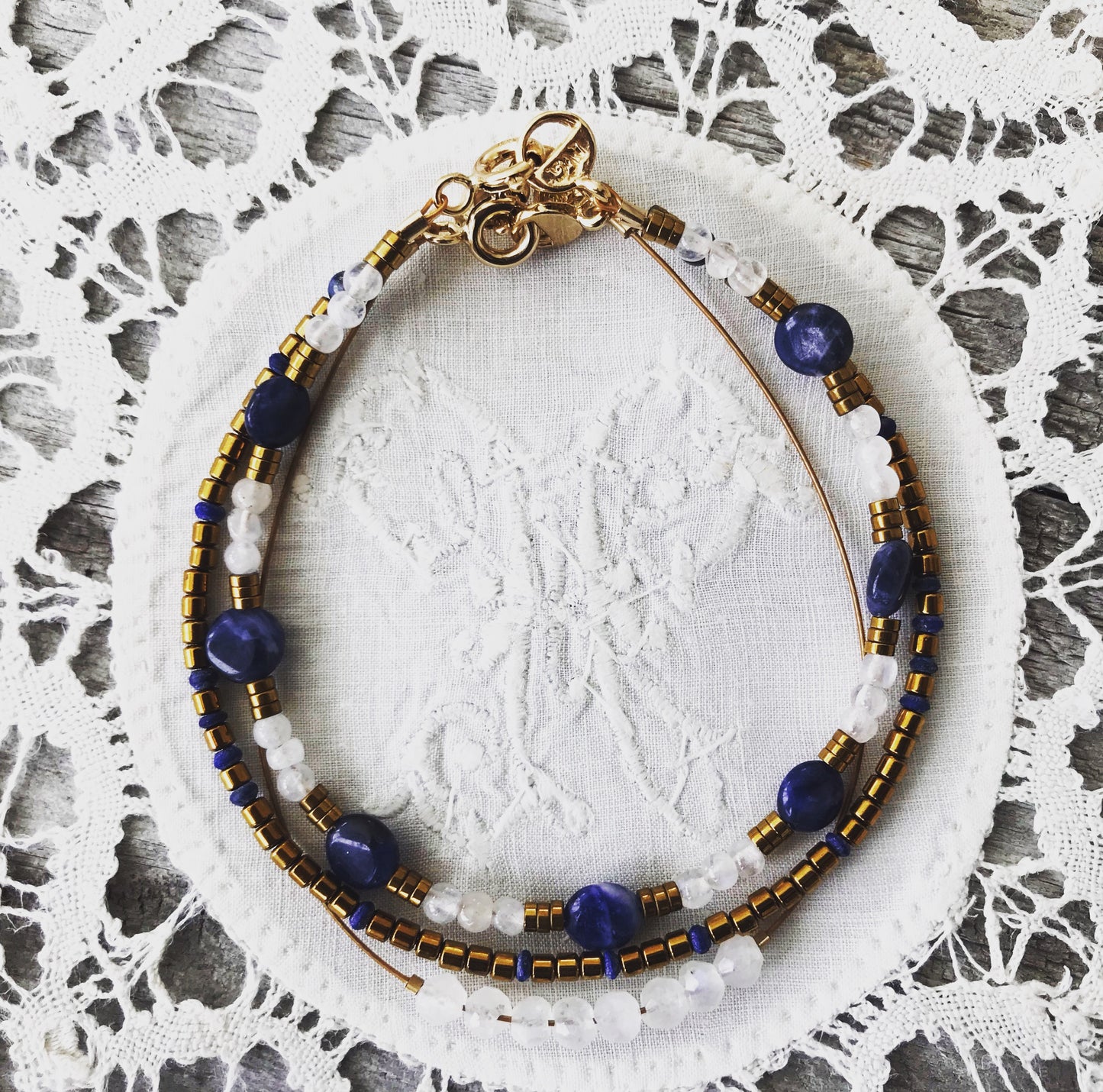 Aspen Collection Set of Three Gemstone Beaded Bracelets