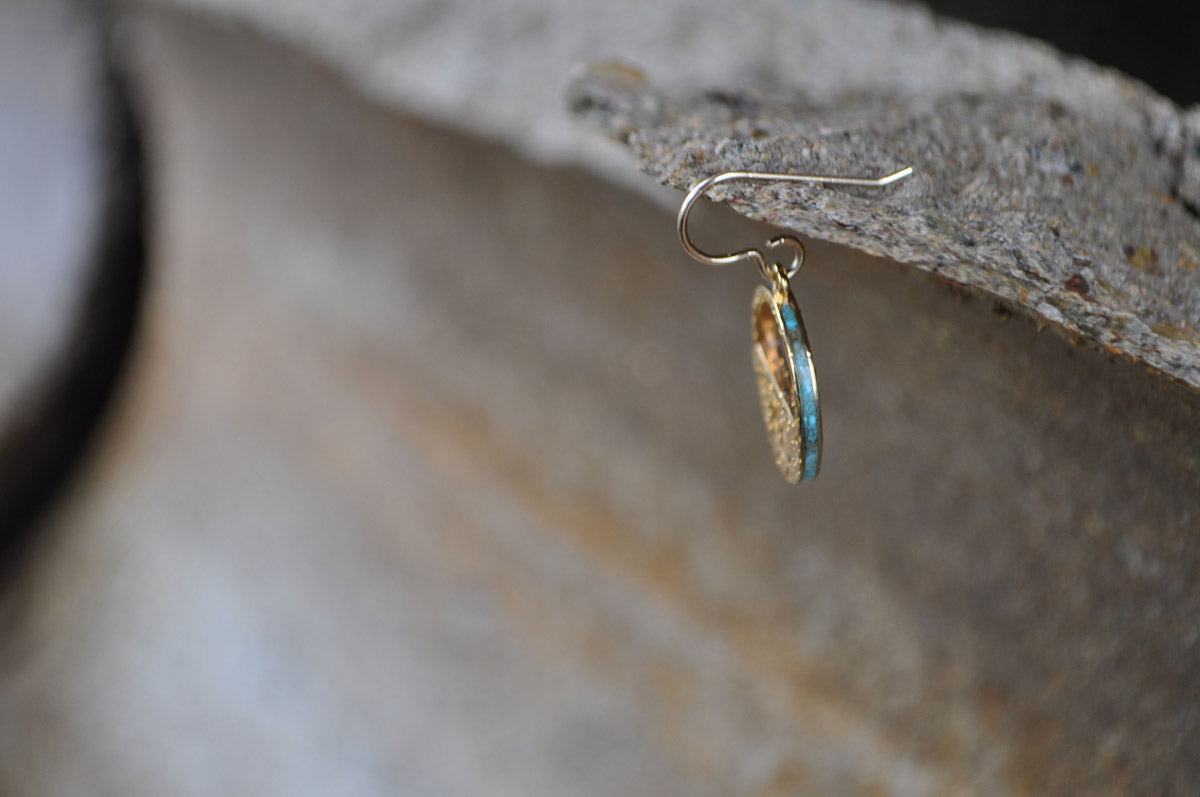 Turquoise, Gold Plated Earrings | Narrow-Gauge Designs