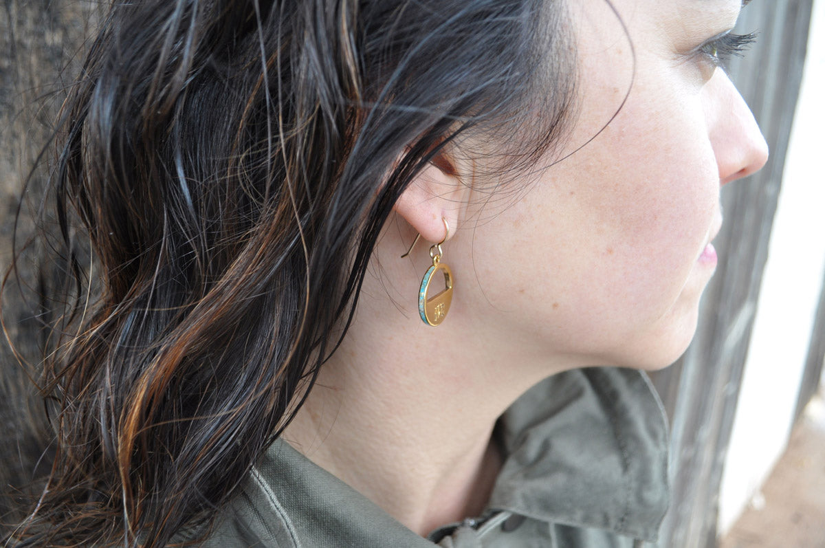 Turquoise, Gold Plated Earrings | Narrow-Gauge Designs