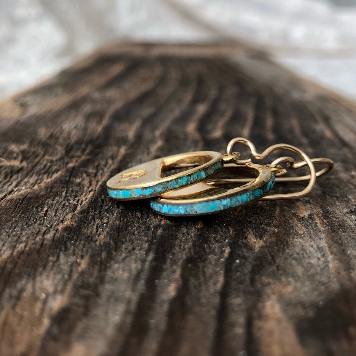 Turquoise, Gold Plated Earrings | Narrow-Gauge Designs