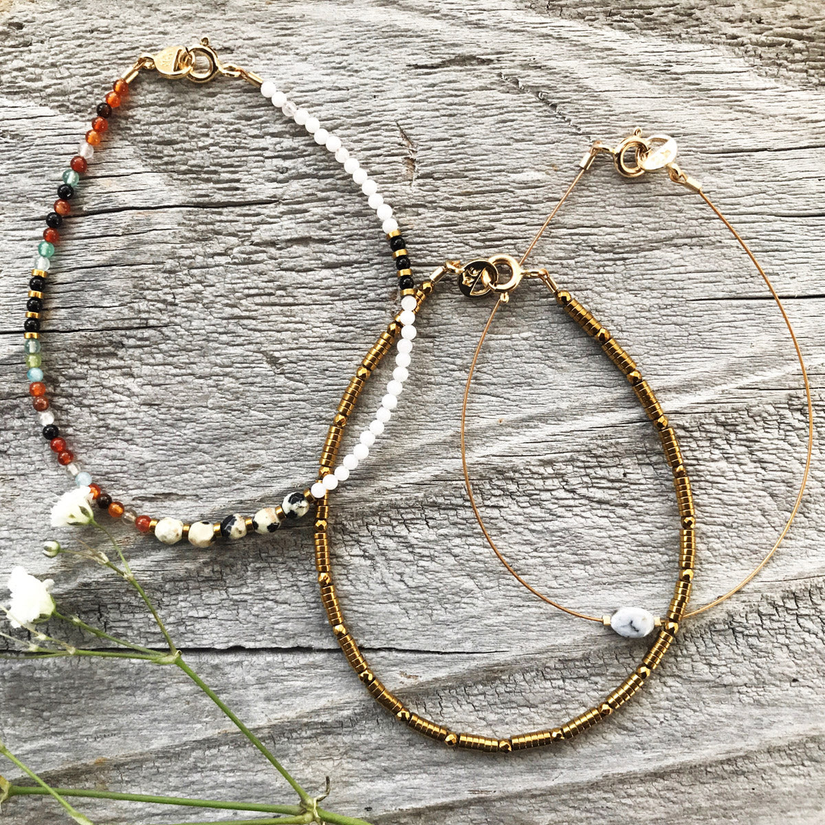 Jasper, Hematite, Agate Gemstone Beaded Bracelets | Narrow-Gauge Designs