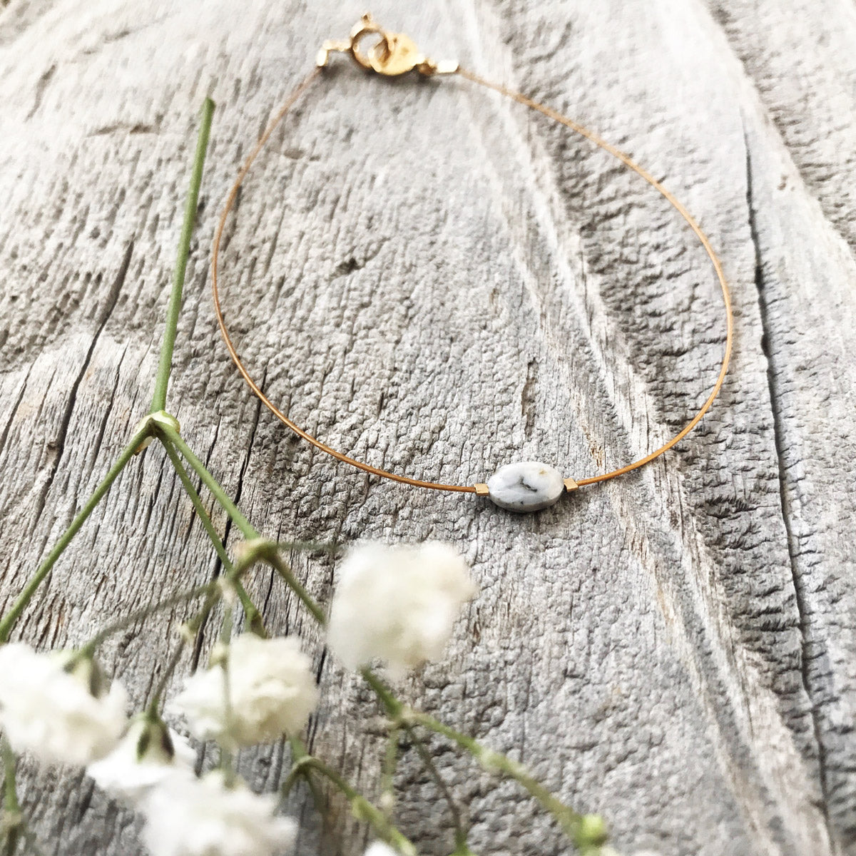 Ocean Jasper, Beaded Gemstone Minimalist Bracelets | Narrow-Gauge Designs