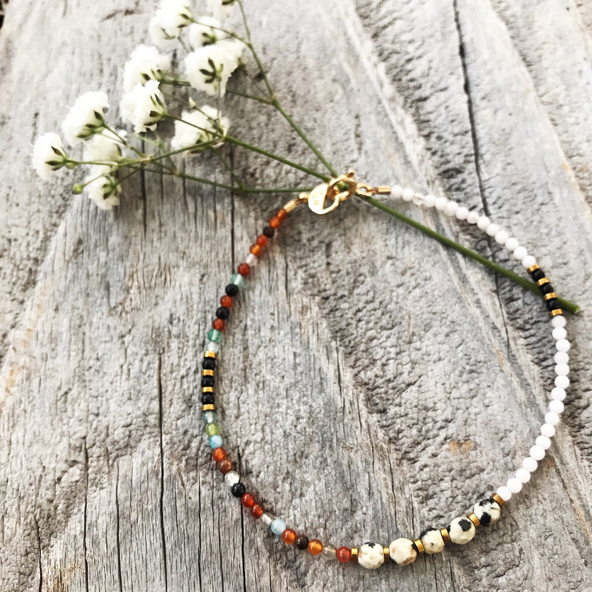 Jasper, Agate, Jade Beaded Gemstone Bracelet | Narrow-Gauge Designs