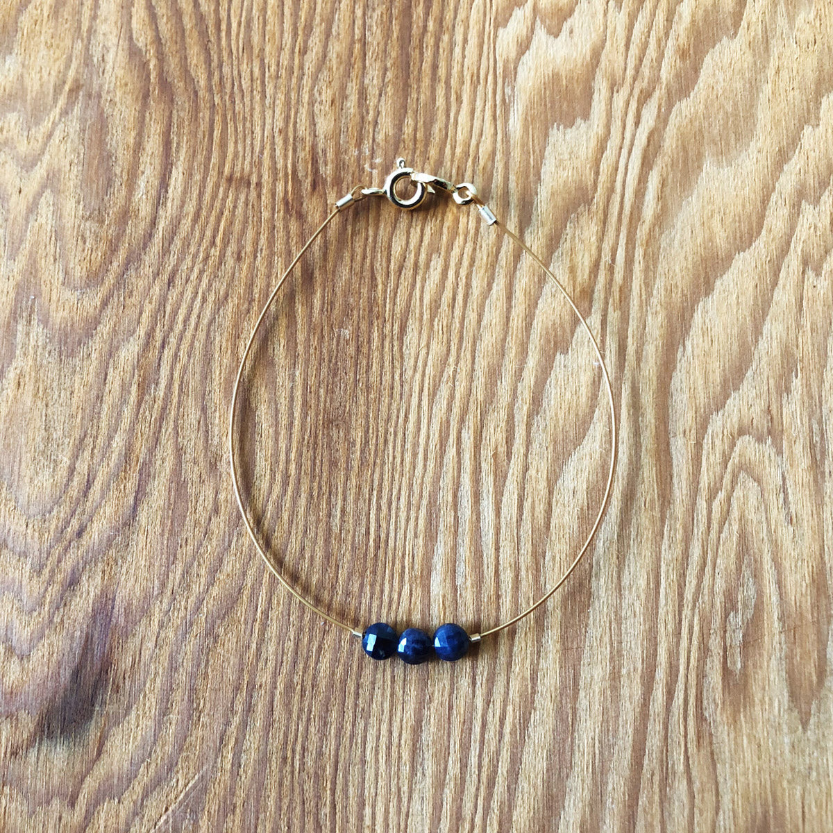 Sapphire, Beaded Gemstone Minimalist Bracelet | Narrow-Gauge Designs