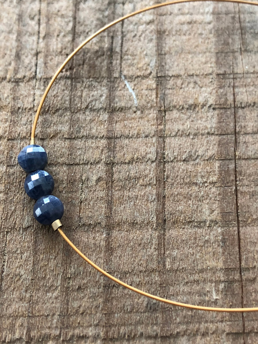 Sapphire, Beaded Gemstone Minimalist Bracelet | Narrow-Gauge Designs