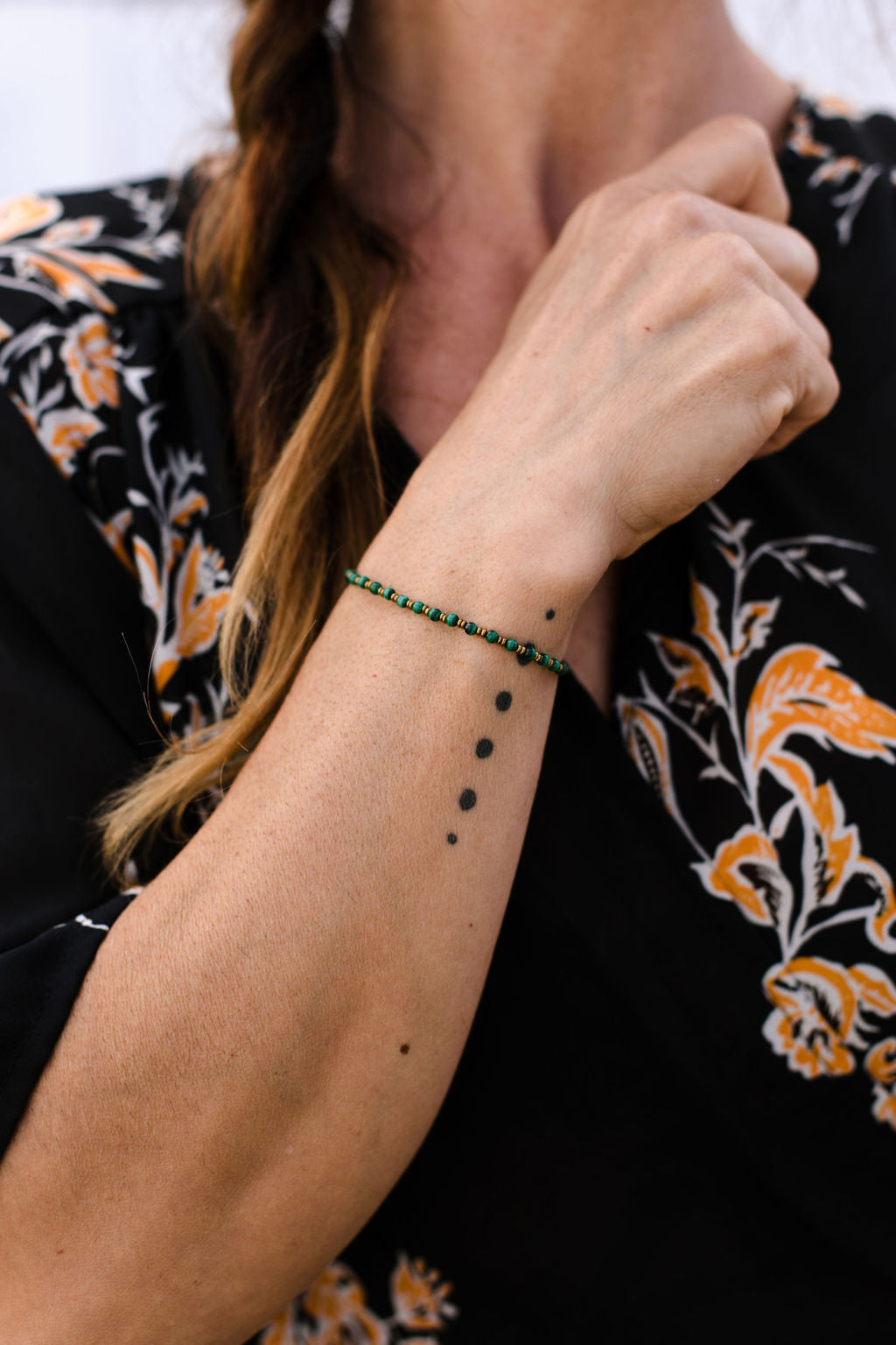Malachite, Hematite Beaded Gemstone Bracelet | Narrow-Gauge Designs