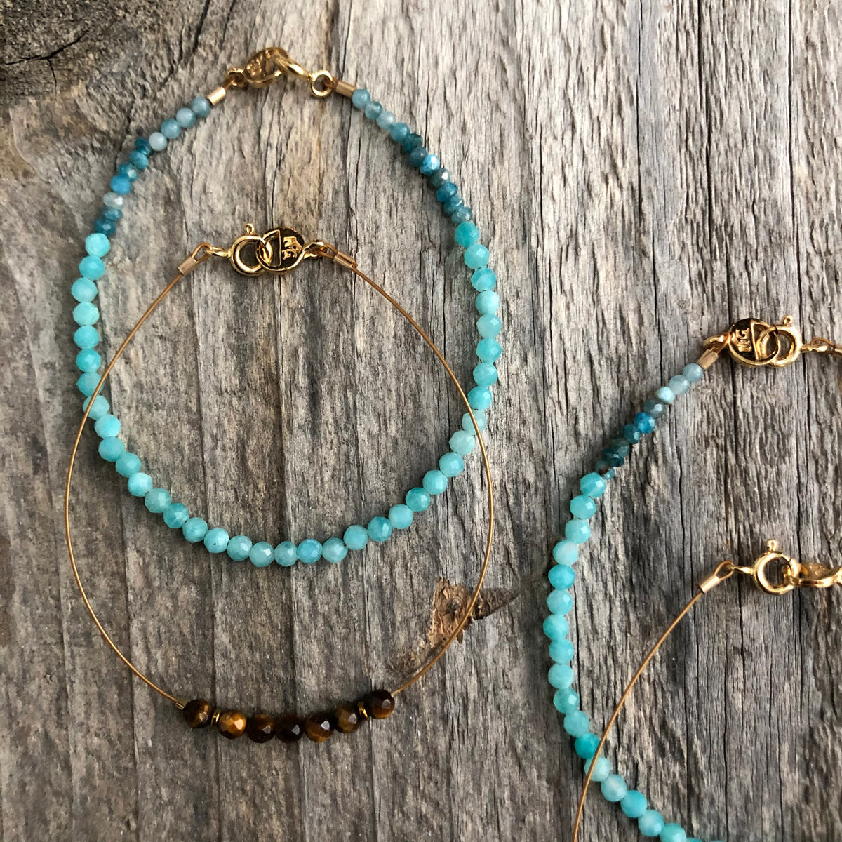 Amazonite, Chrysocolla, Tiger Eye Gemstone Beaded Bracelets for Women | Narrow-Gauge Designs