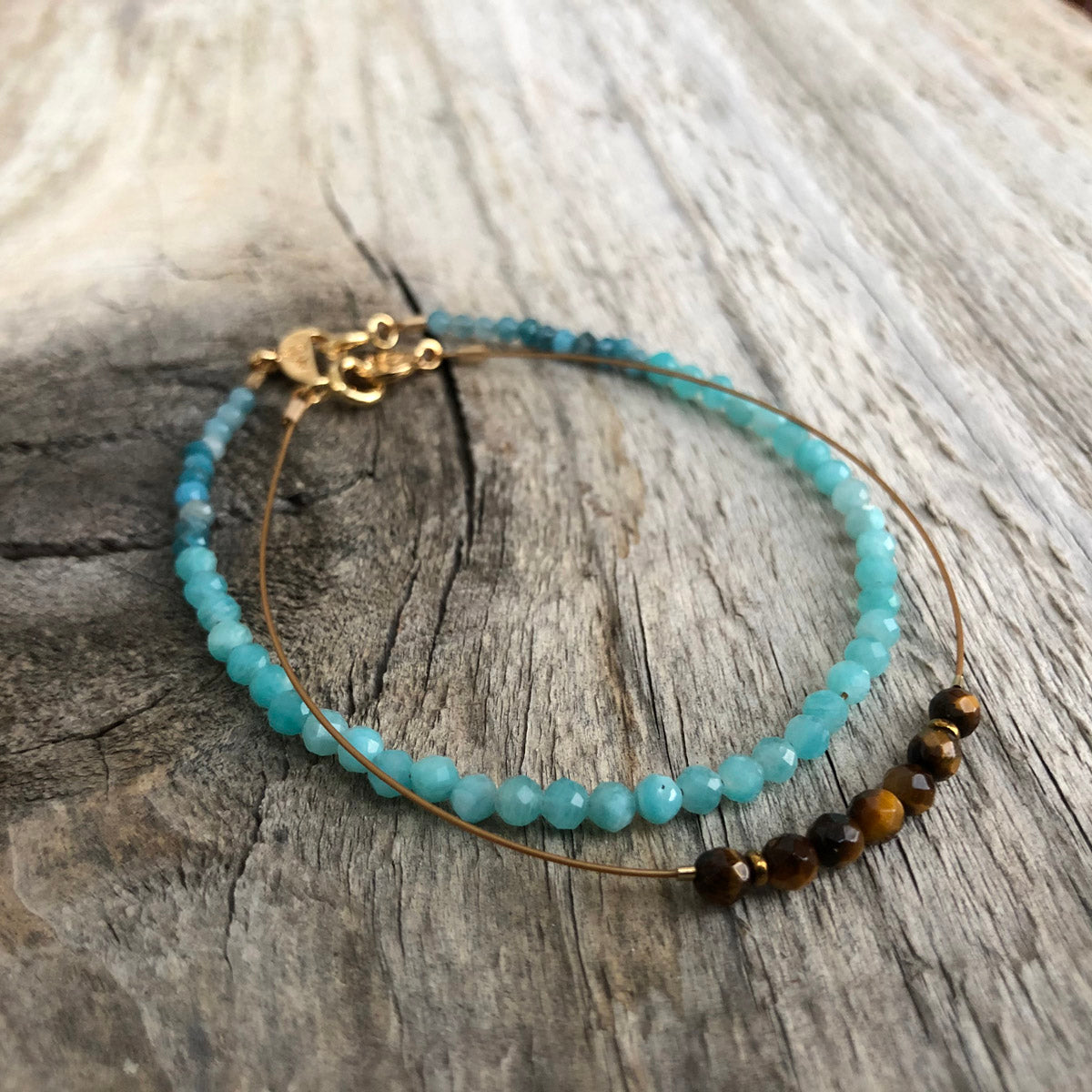 Amazonite, Chrysocolla, Tiger Eye Gemstone Beaded Bracelets for Women | Narrow-Gauge Designs