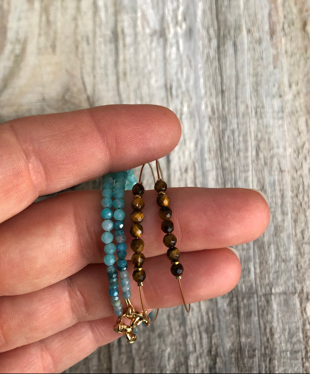 Amazonite, Chrysocolla, Tiger Eye Gemstone Beaded Bracelets for Women | Narrow-Gauge Designs