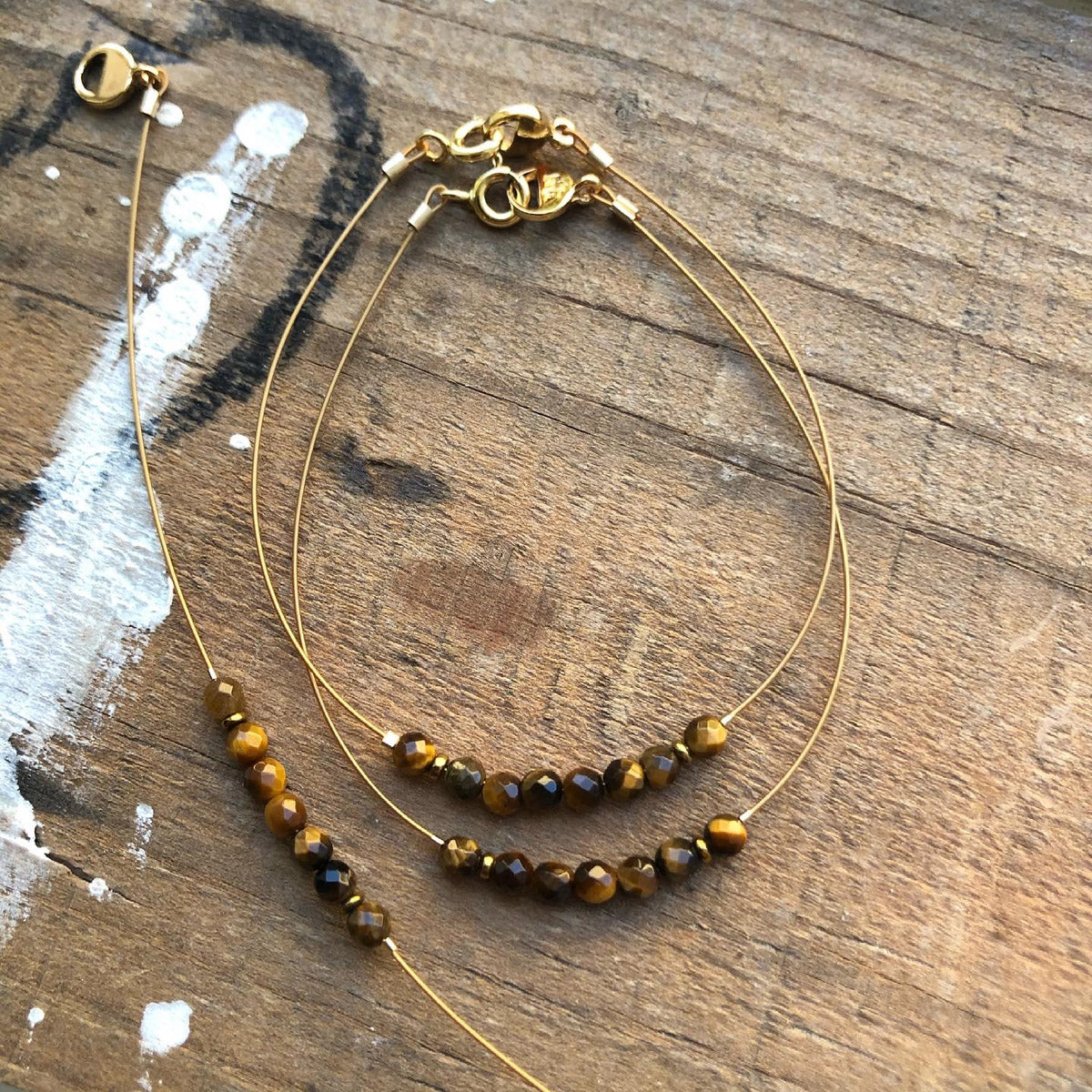 Tiger Eye, Hematite Handmade Gemstone Minimalist Bracelets | Narrow-Gauge Designs