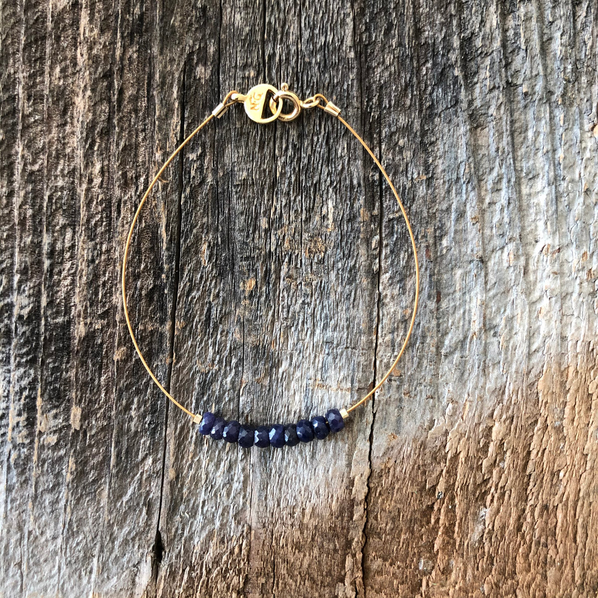 Sapphire, Handmade Beaded Gemstone Minimalist Bracelet | Narrow-Gauge Designs