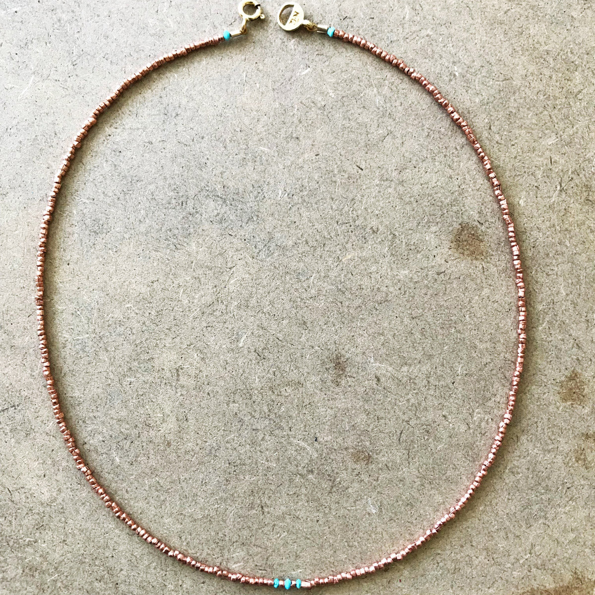 Copper & Turquoise Beaded Wrap Bracelet "Fiddletown" | Narrow-Gauge Designs