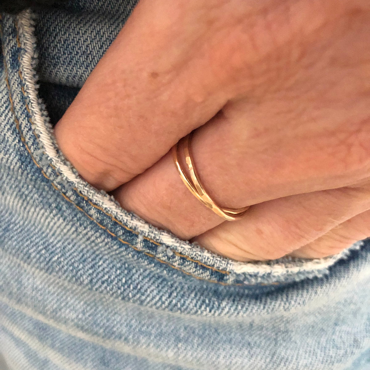 Handmade Interlocking Rings, "Gold Belt" | Narrow-Gauge Designs