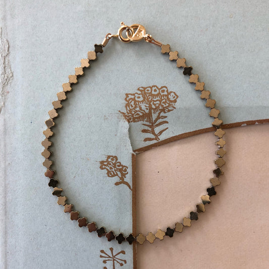 Hematite, Beaded Gemstone Bracelet "Gold Hill" | Narrow-Gauge Designs