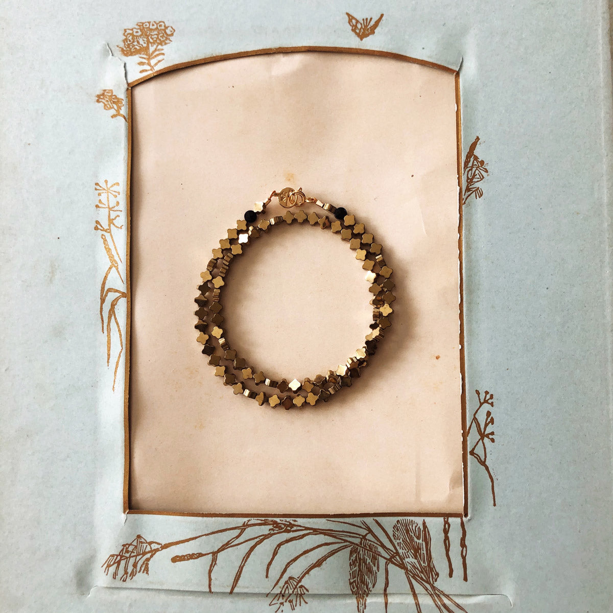 Hematite, Spinel, Handmade Beaded Gemstone Wrap Bracelet "Gold Hill" | Narrow-Gauge Designs