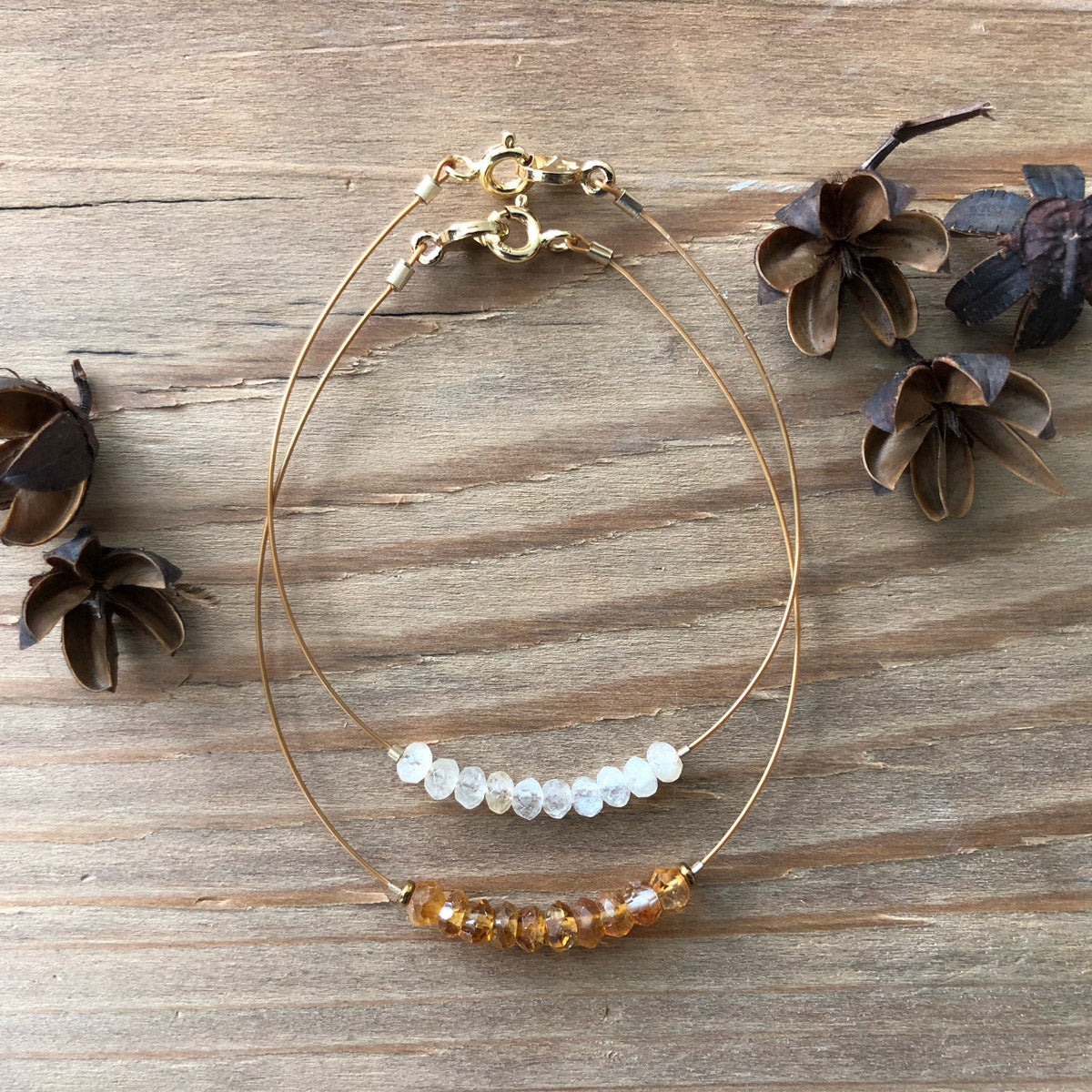 Citrine, Beaded Gemstone Minimalist Bracelets for Women | Narrow-Gauge Designs