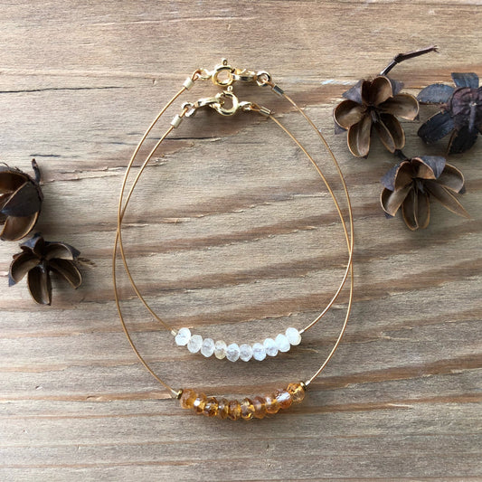 Citrine, Beaded Gemstone Minimalist Bracelets for Women | Narrow-Gauge Designs