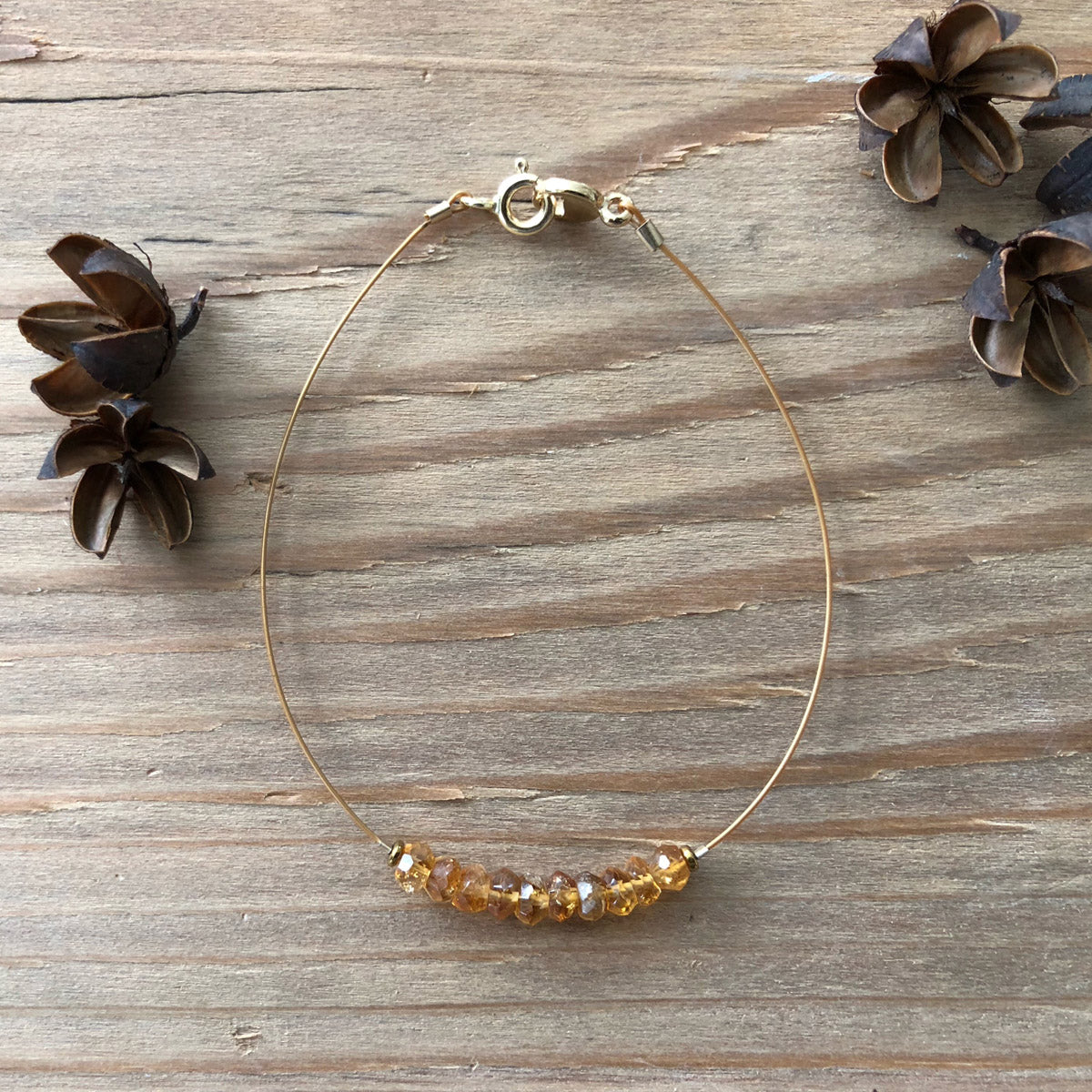 Citrine, Beaded Gemstone Minimalist Bracelets for Women | Narrow-Gauge Designs