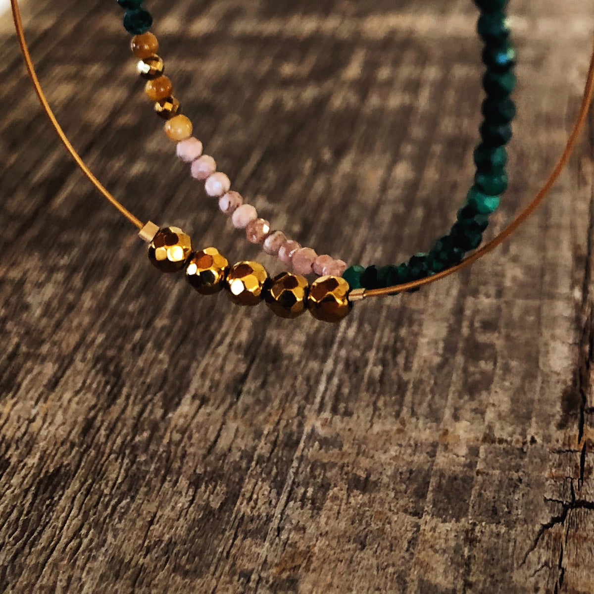 Hematite, Malachite, Tiger Eye, Rodochrosite, Handmade Gemstone Beaded Bracelets "Julian" | Narrow-Gauge Designs