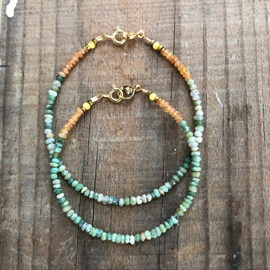 Agate, Citrine, Hematite, Cat's Eye Handmade Beaded Gemstone Mother Daughter Bracelet Set | Narrow-Gauge Designs