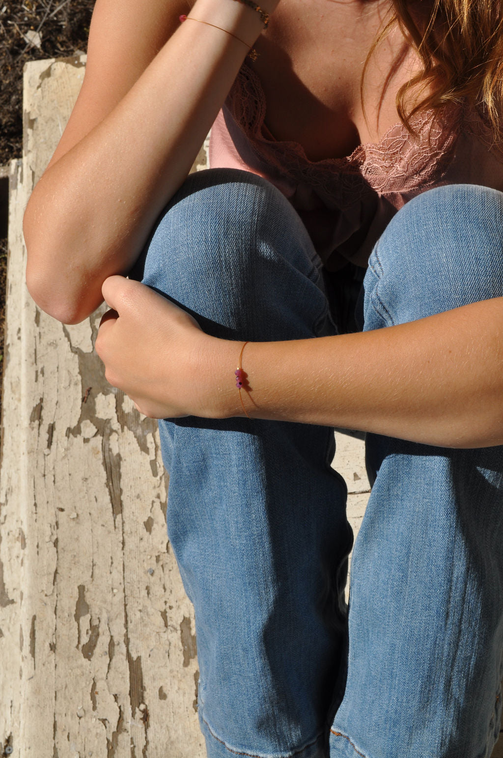 "Tomboy" Ruby Minimalist Bracelet | Narrow-Gauge Designs