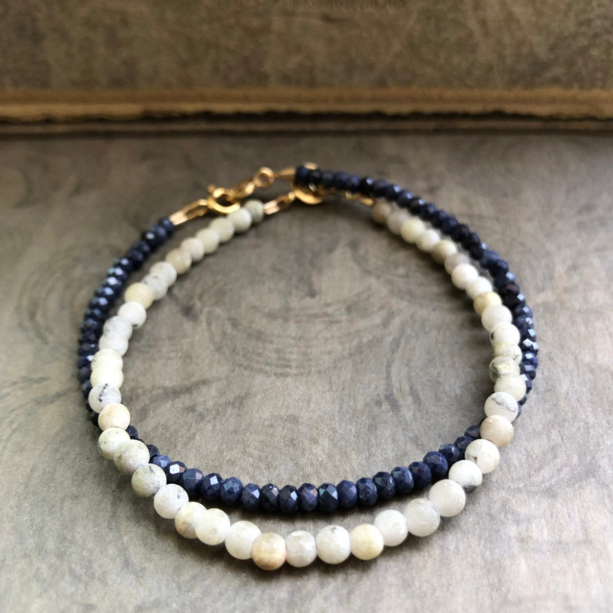 Sapphire, Agate Beaded Gemstone Bracelets | Narrow-Gauge Designs