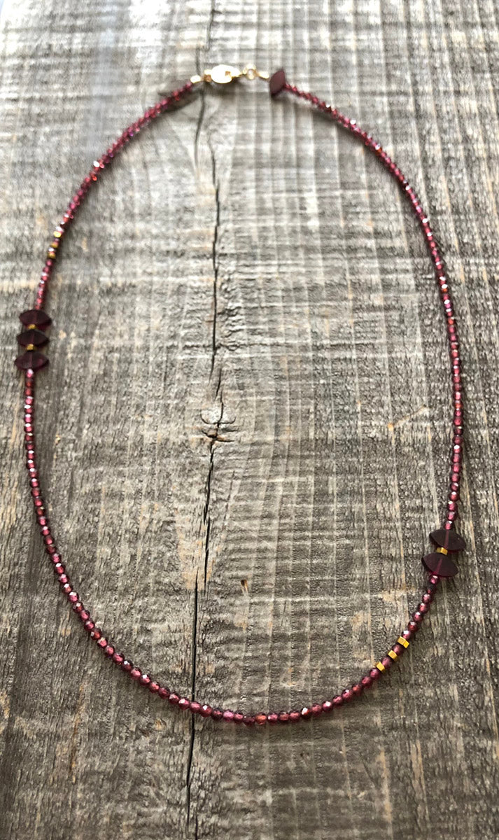Garnet, Rhodolite Beaded Gemstone Necklace | Narrow-Gauge Designs