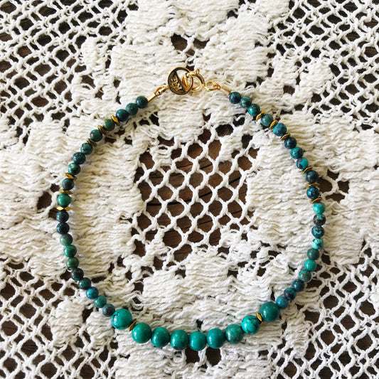 Turquoise, Hematite Handmade Gemstone Beaded Bracelet for Women | Narrow-Gauge Designs