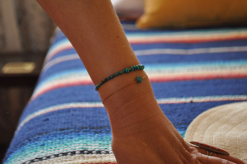 Turquoise, Hematite Handmade Gemstone Beaded Bracelets for Women | Narrow-Gauge Designs