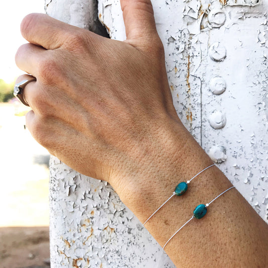Turquoise, Handmade Gemstone Beaded Minimalist Bracelets for Women | Narrow-Gauge Designs