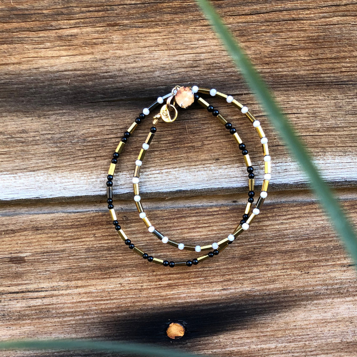 Jade, Onyx, Hematite, Gemstone Beaded Wrap Bracelet "Tombstone" | Narrow-Gauge Designs