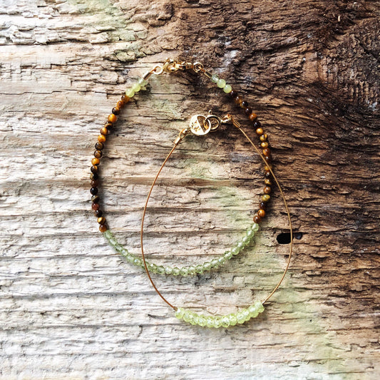 Peridot, Tiger Eye, Jade Handmade Beaded Gemstone Bracelets "Trinidad" | Narrow-Gauge Designs