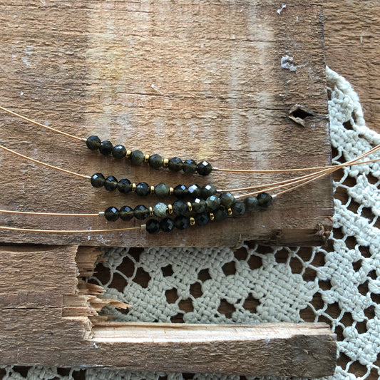 Golden Obsidian Beaded Gemstone Minimalist Bracelets | Narrow-Gauge Designs