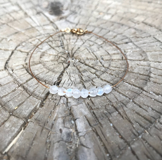 "Aspen" Moonstone Gemstone Minimalist Bracelet